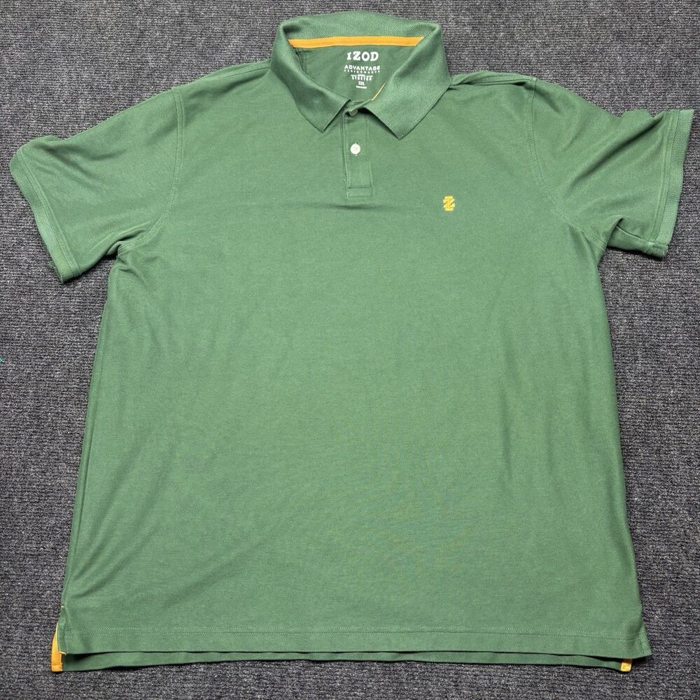 IZOD Advantage Performance Polo Shirt Men XXL Green Short Sleeve Stretch Golf